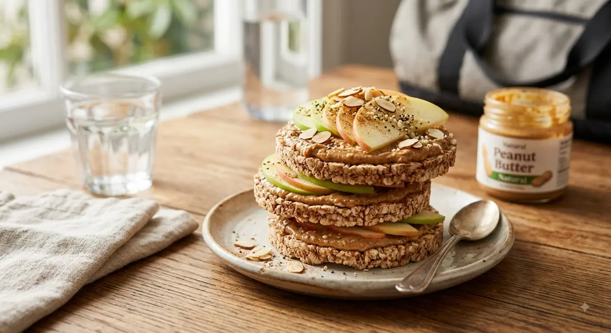 Apple Cinnamon Rice Cakes with Peanut Butter